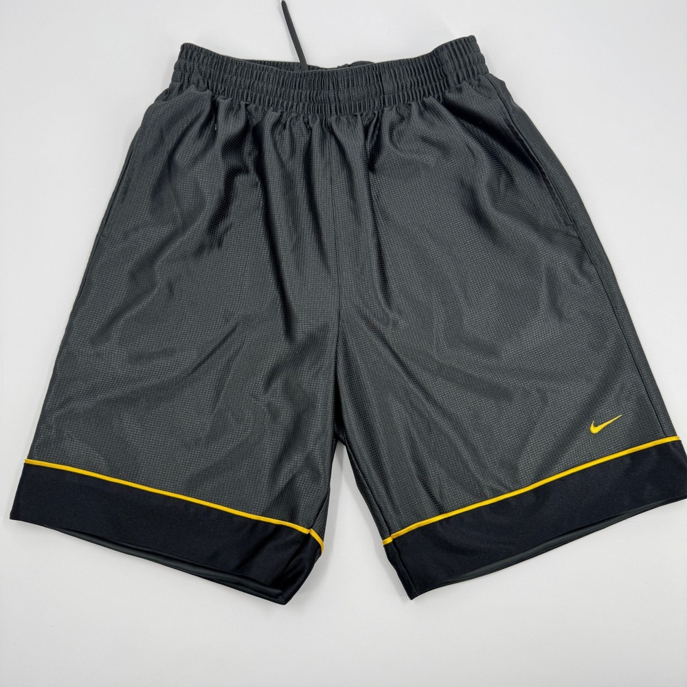 Nike Basketball Shorts Mens Small Gray Black Yellow Mesh Athletic 218315-061